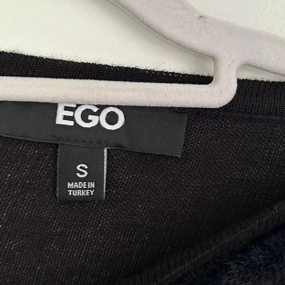 EGO CONTRAST SHEER KNIT FLUFFY Body con mini dress black small - Picture 5 of 8